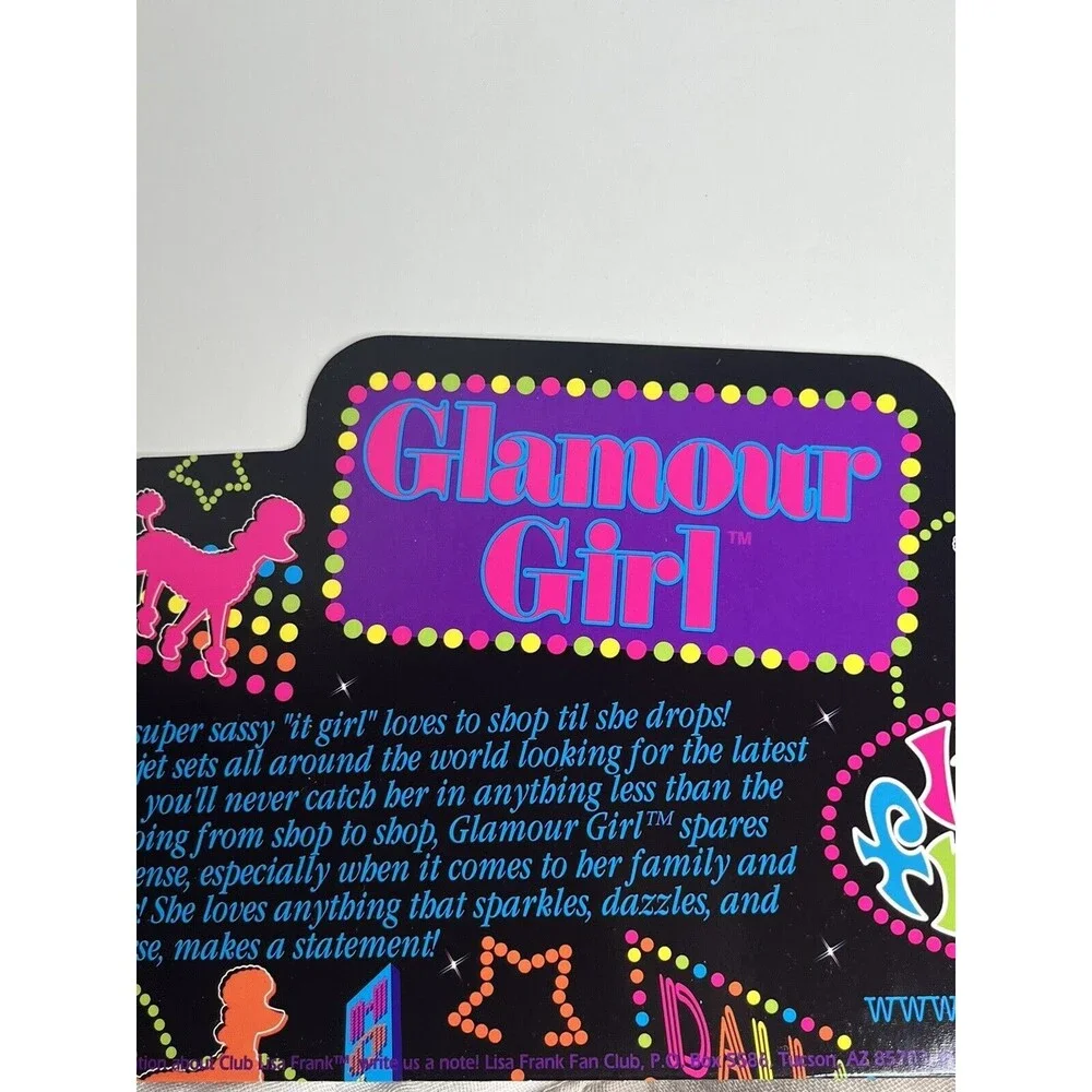 RARE LISA FRANK Glamour Girl Folder Y2K VHTF 3 Hole Folder Lisa Frank Club